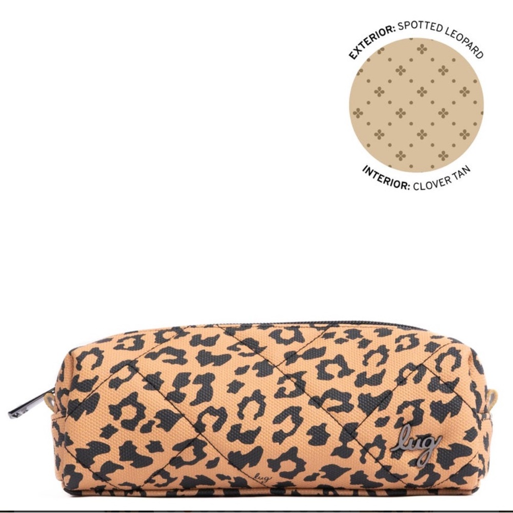 lug Spotted Leopard Tan Quilted Cosmetic Pouch